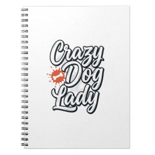 Caderno Espiral Senhora Cachorro Louco Tipografia Vintage Amante d