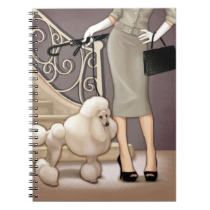Caderno Espiral Senhora elegante que anda sua caniche