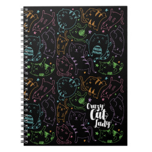 Caderno Espiral Senhora louca Colorido Desenhos animados Teste