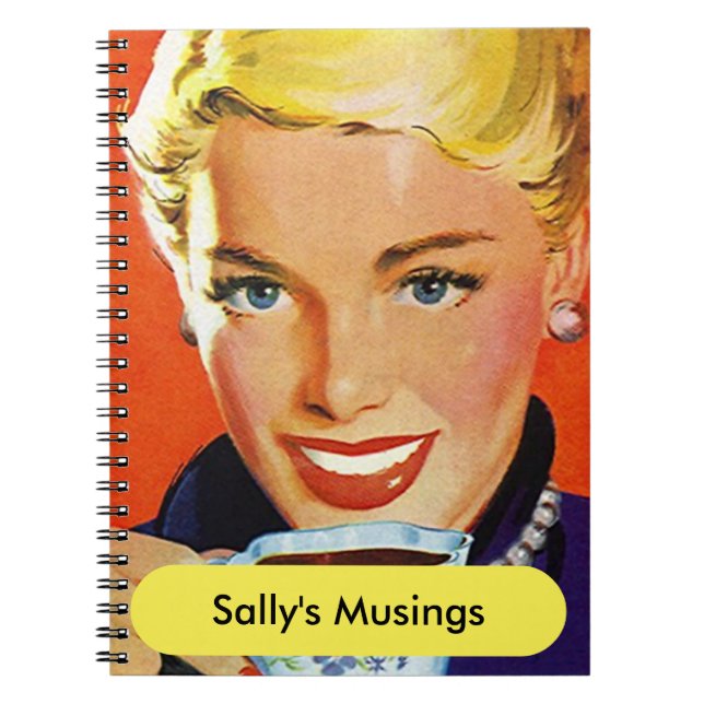 Caderno Espiral Senhora organizada planejador do café do dia do (Frente)