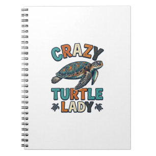 Caderno Espiral Senhora Tartaruga Louca Camisa Vintage Tartaruga M
