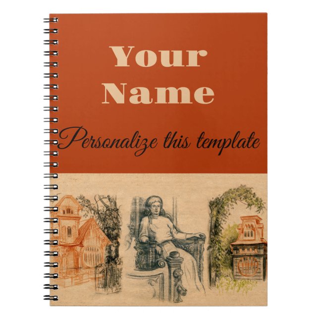 Caderno Espiral senhoras e casas modernas (Frente)