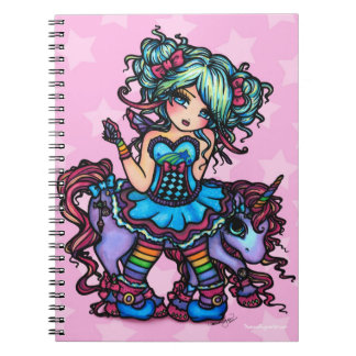 Caderno Espiral Senhorita pequena Deelish Fada Unicórnio princesa