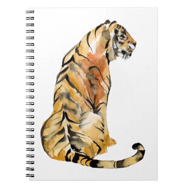 Caderno Espiral Sentado de Tigre de Aquarela (Frente)
