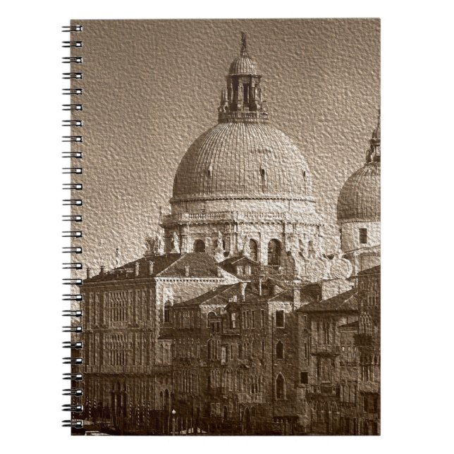 Caderno Espiral Sepia - Efeito de Papel Venice Grande Canal (Frente)