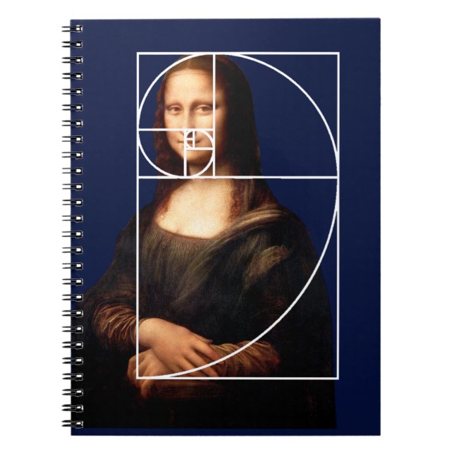 Caderno Espiral Sequência Fibonacci Leonardo da Vinci Mona Lisa (Frente)