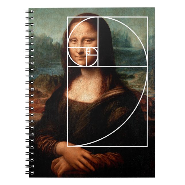 Caderno Espiral Sequência Fibonacci Leonardo da Vinci Mona Lisa (Frente)