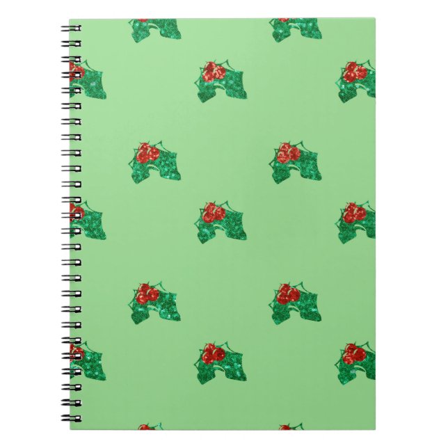 Caderno Espiral sequenciar natal Holly (Frente)
