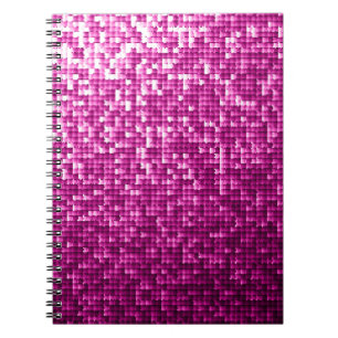 Caderno Espiral Sequências cor-de-rosa com brilho