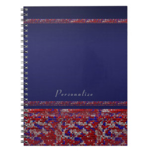 Caderno Espiral Sequências Sparkle brancas e azuis em 4 de julho