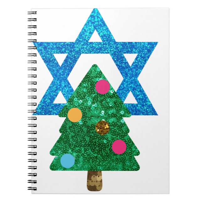 Caderno Espiral sequin christmukkah hanukkah (Frente)