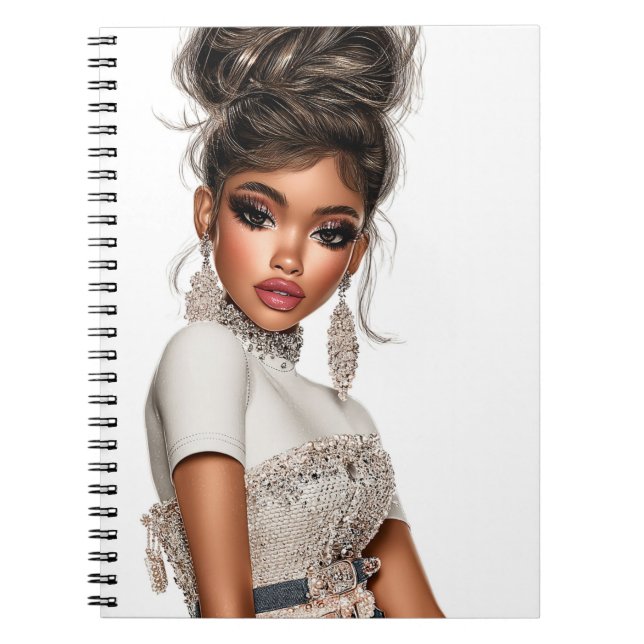 Caderno Espiral Sequins & Sculpted Glam Girl Spiral Photo Notebook (Frente)