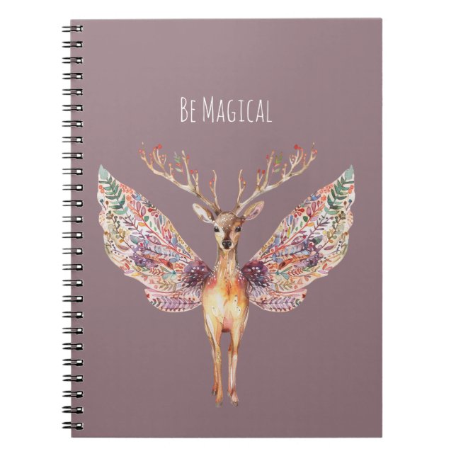 Caderno Espiral Ser Veado Mágico Asas Roxas (Frente)