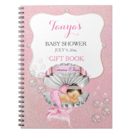 Caderno Espiral Sereia Adormecida Menina Bebê Rosa Concha de Amêij