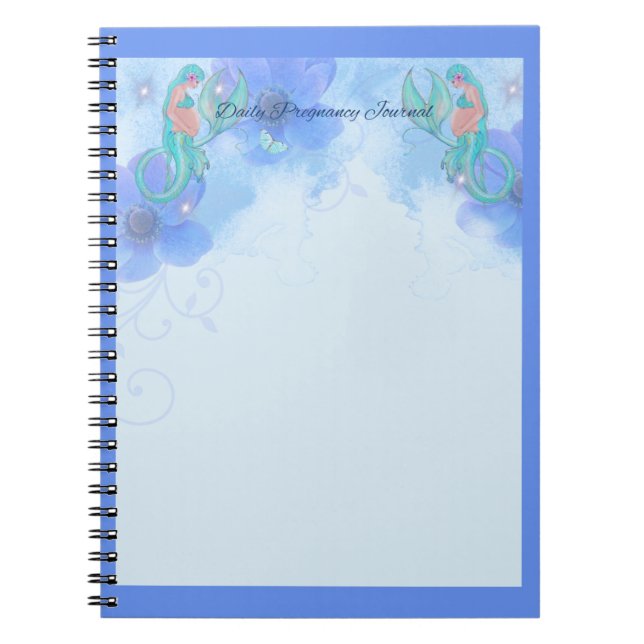 Caderno Espiral Sereia com arte bebê por Renee Lavoie (Frente)