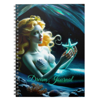 Caderno Espiral Sereia Com Estrela do Mar no Diário de Sonhos da C