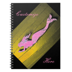 Caderno Espiral sereia cor-de-rosa de mergulho