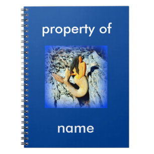 Caderno Espiral sereia de cabelo preto em azul
