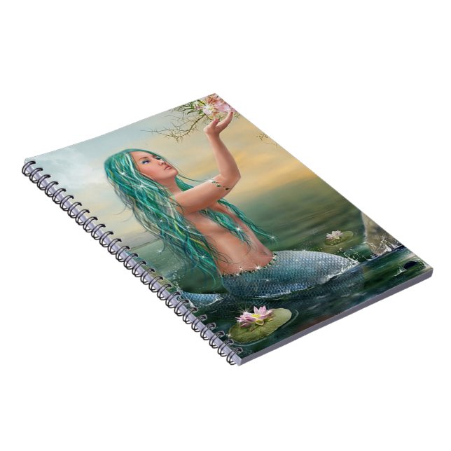 Caderno Espiral sereia de cabelo verde (Lado Direito)