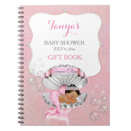 Caderno Espiral Sereia Étnica Bebê Rosa Concha Pérolas