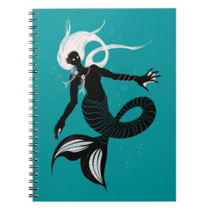 Caderno Espiral Sereia Gótica Com Arte Escura Do Colar De Peixe
