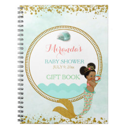 Caderno Espiral Sereia Menina Afro-Americana Pêssego Hortelã Doura