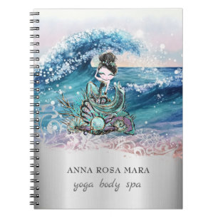 Caderno Espiral *~* Sereia Ondas de Praia Ornamentadas Oceano AR7 