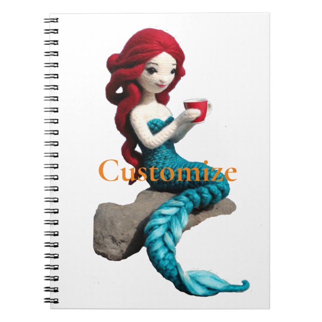 Caderno Espiral Sereia Relaxando Com Bebida Thunder_Cove (Frente)