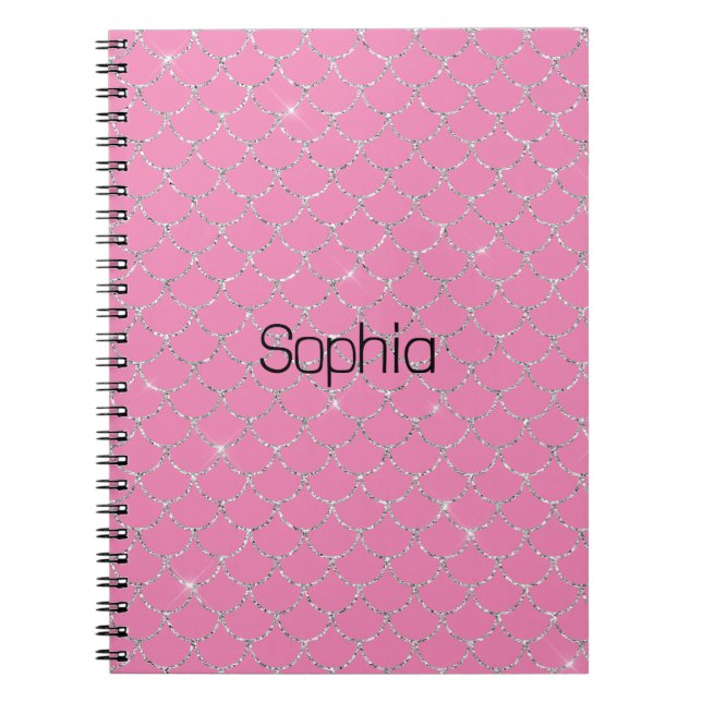 Caderno Espiral Sereia Rosa Prateada (Frente)