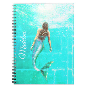 Caderno Espiral Sereia Verão Azul Oceano Índico Moderno