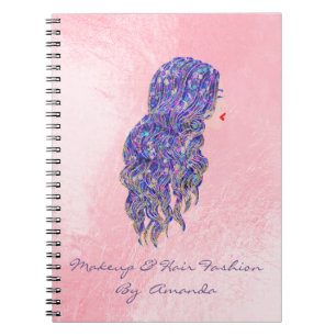 Caderno Espiral Sereia Vio do rosa do maquilhador do cabeleireiro