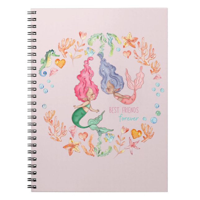 Caderno Espiral Sereias Melhores Amigos para sempre - BFF Personal (Frente)