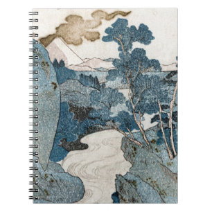 Caderno Espiral Serene Blue Japan Landscape Art