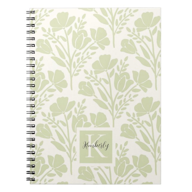 Caderno Espiral Serene - Florais Neutrais Monogramados (Frente)