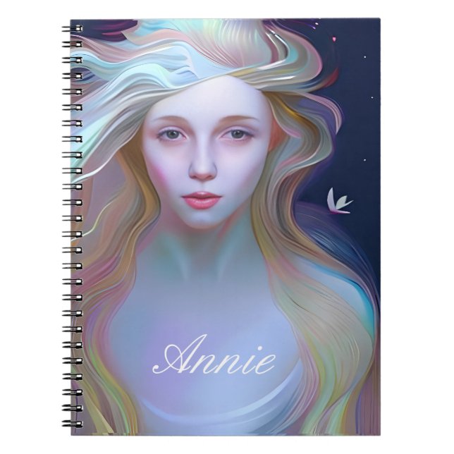 Caderno Espiral Serene Mulher com Lágrimas nos olhos personalizada (Frente)