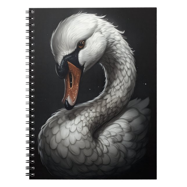 Caderno Espiral "Serene Swan" Floral Art Spiral Notebook (Frente)
