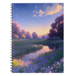 Caderno Espiral Serenidade no campo pantanoso de Sunset-Lit