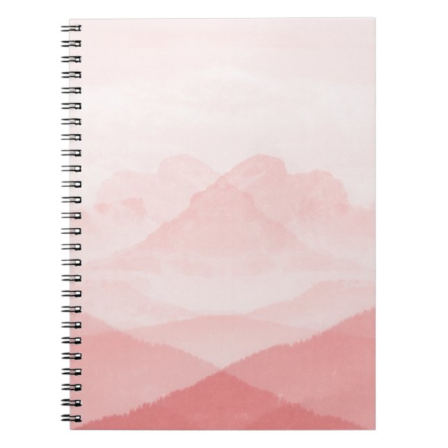 Caderno Espiral Serenidade Paisagem Rosa Romântica (Frente)