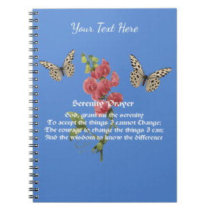Caderno Espiral Serenity Prayer E Butterfly