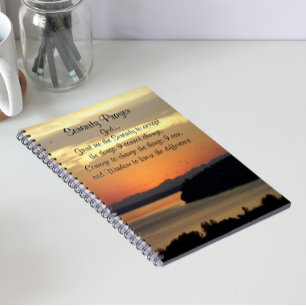 Caderno Espiral Serenity Prayer Orange Seascape Sunset Photo Noteb