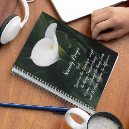 Caderno Espiral Serenity Prayer White Calla Lily Floral