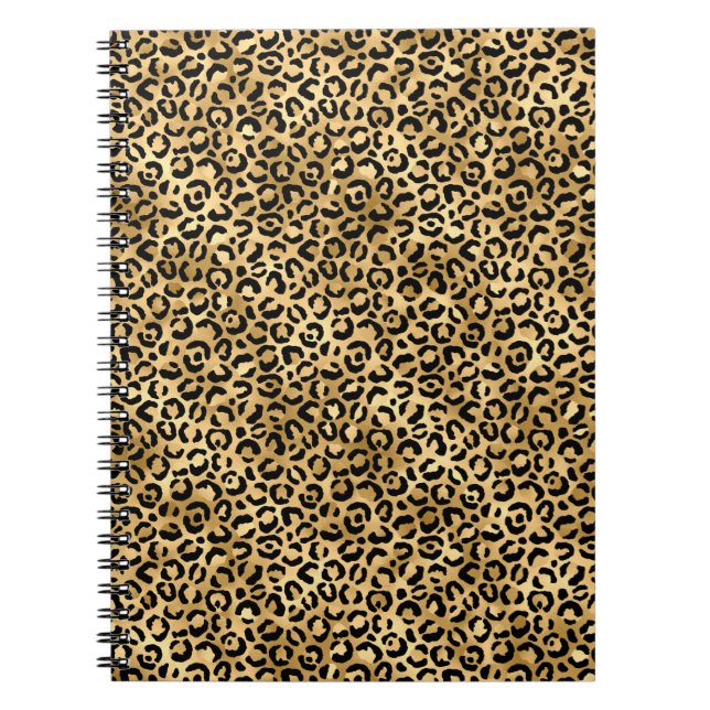Caderno Espiral Série Leopardo Azul e Dourado Design 2 (Frente)