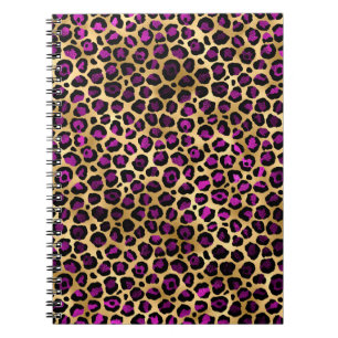Caderno Espiral Série Leopardo Roxo e Dourada Design 4