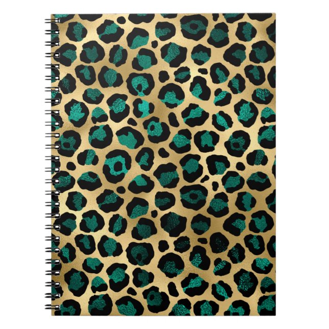 Caderno Espiral Série Teal e Gold Leopard Design 14 (Frente)