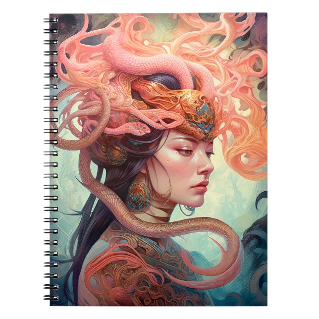 Caderno Espiral Serpent Hair Lady Fantasy Art (Frente)