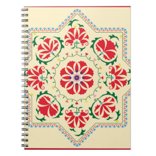 Caderno Espiral serpente etnia uzbeque suzanisuzani, tecido