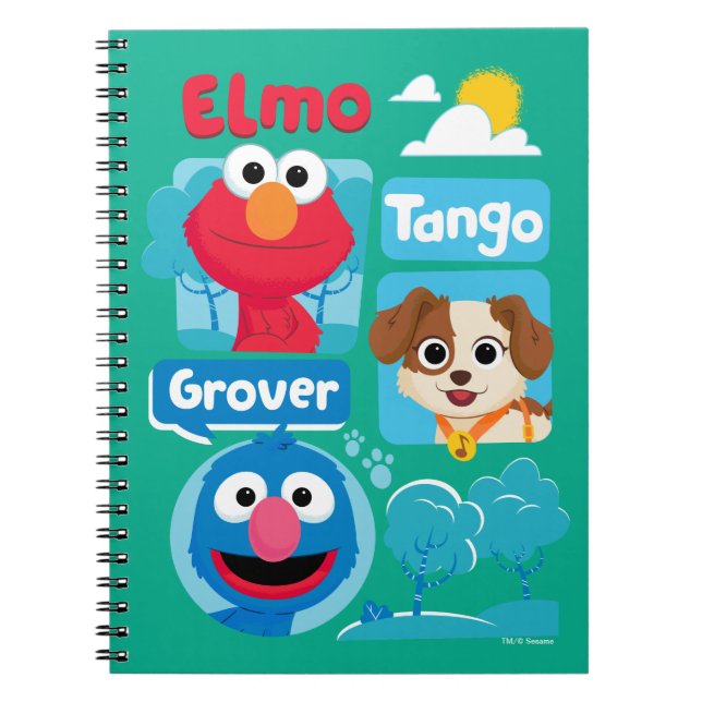 Caderno Espiral Sesame Street | Gráfico do Parque Elmo, Tango e Gr (Frente)