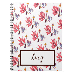 Caderno Espiral Seta de aquarela e diamantes