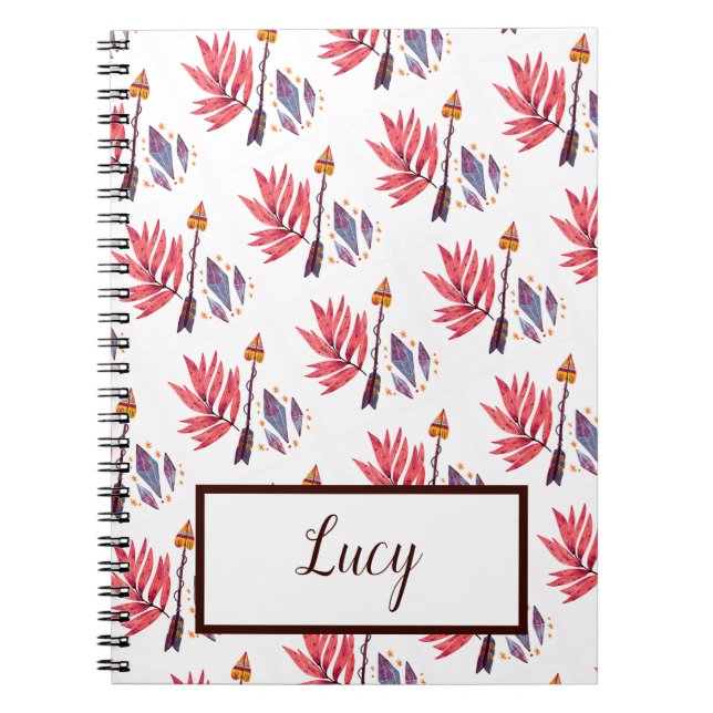 Caderno Espiral Seta de aquarela e diamantes (Frente)