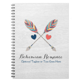 Caderno Espiral Setas Boêmicas Cruzadas Na Boca Rústica Da Madeira